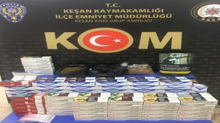 Keşan’da bir markette tek satılmak için hazırlanmış tütünle doldurulmuş makaron ele geçirildi