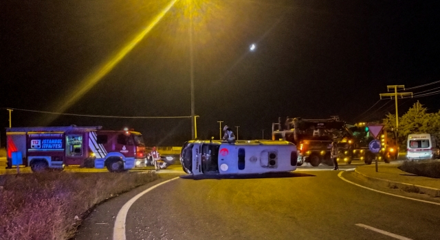 Silivri’de devrilen ambulans kullanılamaz hale geldi